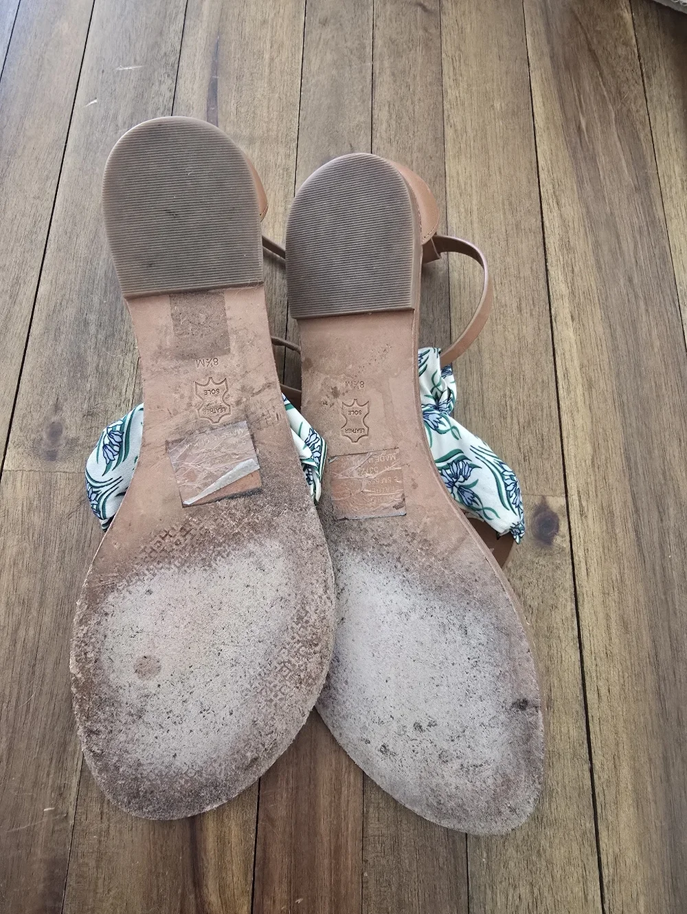 Tory Burch Tan Leather Miller Scarf Sandals 8.5 - Picture 3 of 6